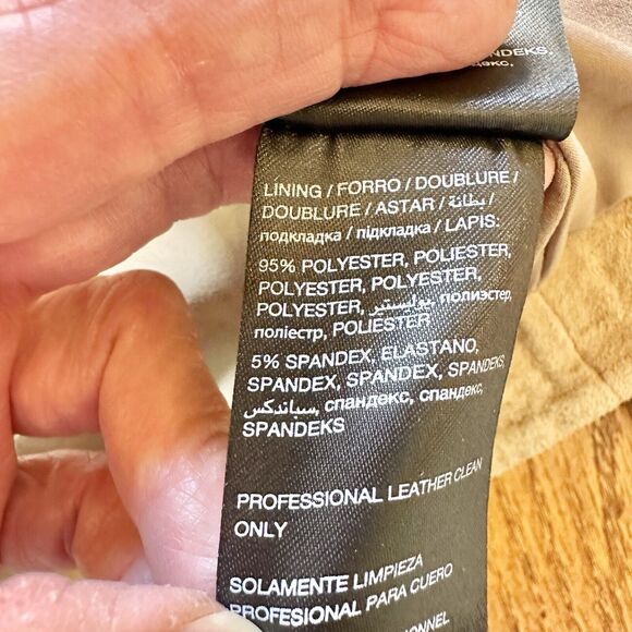 BEBE TAN SUEDE Textured LEATHER ZIP Bomber‎ JACKET COAT SIZE Medium - Picture 14 of 16